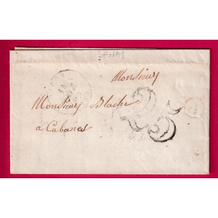 CAD TYPE 15 ORGON BOUCHES DU RHONE BOITE RURALE A SENAS 1854 POUR CABANES LETTRE