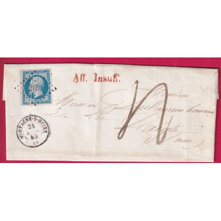 N°14 PC 2169 MORTAGNE SUR HUINE ORNE GRIFFE FAB LOCALE AFF INSUFF POUR LAIGLE ORNE TAXE MANUSCRIT 4 LETTRE