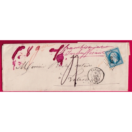 N°14 PC3439 TULLE CORREZE MENTION POIDS 8 GR TIMBRE INSUFFISANT TAXE 4 LETTRE