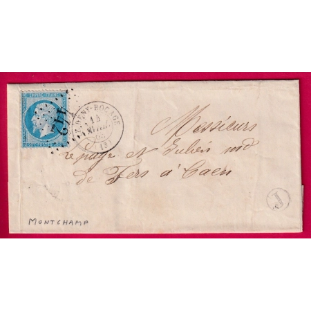 N°22 GC 442 LE BENY BOCAGE BOITE RURALE J MONTCHAMP CALVADOS POUR CAEN LETTRE