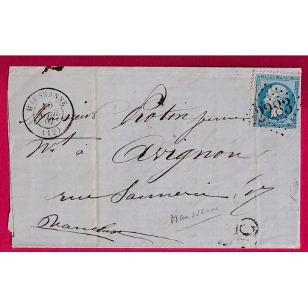N°22 GC 2283 MAUSSANNE BOUCHES DU RHONE BOITE RURALE C MAUSSANNE POUR AVIGNON LETTRE