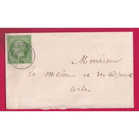 N°20 SEUL TARIF JOUR DE L'AN CAD TYPE 15 ARLES SUR RHONE 2 JANVIER 1870 POUR ARLES LETTRE