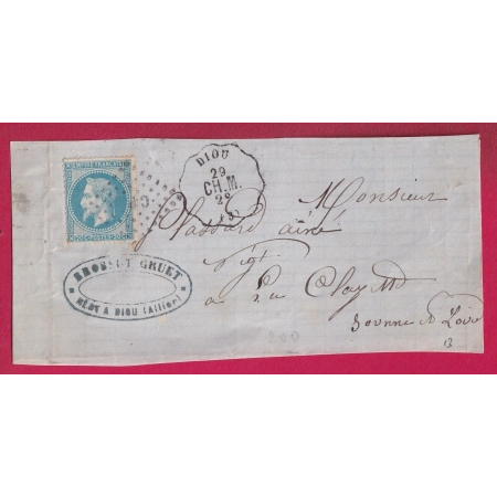 N°29 CONVOYEUR STATION DIOU ALLIER POUR LA CLAYETTE SAONE ET LOIRE INDICE 13 DEVANT DE LETTRE LETTRE COVER