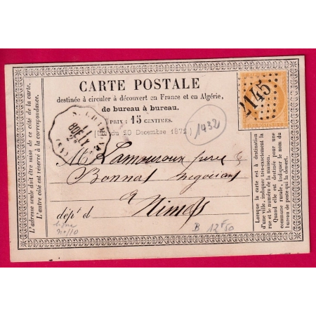 N°59 CONVOYEUR STATION ST CHAMOND LOIRE CARTE PRECURSEUR POUR NIMES GARD LETTRE COVER