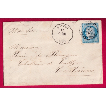 N°60 CONVOYEUR STATION BAYEUX CALVADOS POUR COUTANCES CAD TYPE 16 MANCHE LETTRE COVER