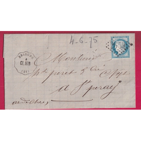 N°60 CONVOYEUR STATION BRIOUDE HAUTE LOIRE POUR ST PERAY ARDECHE LETTRE COVER