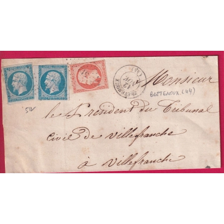 N°14 X2 + 16 PC 512 BRETENOUX LOT POUR VILLEFRANCHE DE ROUERGUE AVEYRON LETTRE