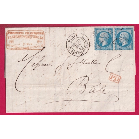 N°22 PAIRE PARIS ETOILE 7 R DES VLLES HAUDtes POUR BALE SUISSE LETTRE