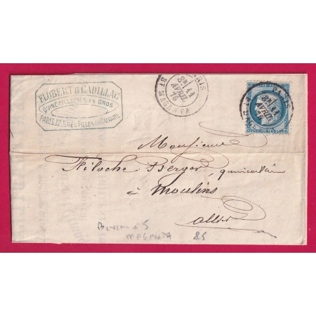 N°60 CAD PARIS BT MAGENTA POUR MOULINS ALLIER LETTRE