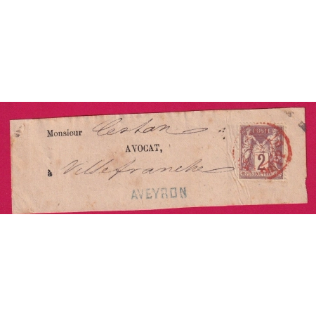 N°85 CAD ROUGE IMPRIME PP PARIS POUR VILLEFRANCHE DE ROUERGUE AVEYRON LETTRE