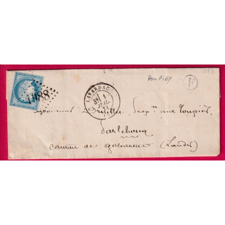 N°60 GC 1988 LAVARDAC LOT ET GARONNE BOITE F POMPIEY POUR LES LANDES LETTRE