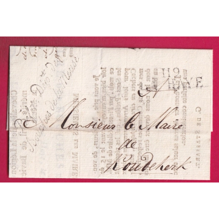 MARQUE 112 LA HAYE PAYS BAS NEDERLAND  FRANCHISE PREFET DPT DES BOUCHES DE LA MEUSE 1811 LETTRE COVER