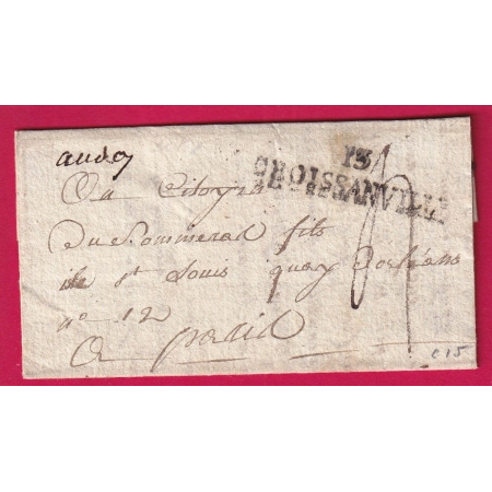 MARQUE 13 CROISSANVILLE CALVADOS POUR PARIS 41X9 INDICE 15 LETTRE COVER