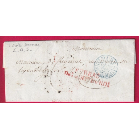 MARQUE BUREAU DE LA MAISON DU ROI PARIS 1839 SIGNE LE COMTE DUMAS POUR PARIS TEXTE PETITE POSTES LETTRE COVER
