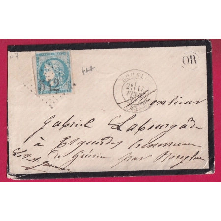 N°46A GC 542 BOUGLON LOT ET GARONNE DOUBLE PORT LOCAL CAD ARRIVE BOUGLON AU DOS LETTRE