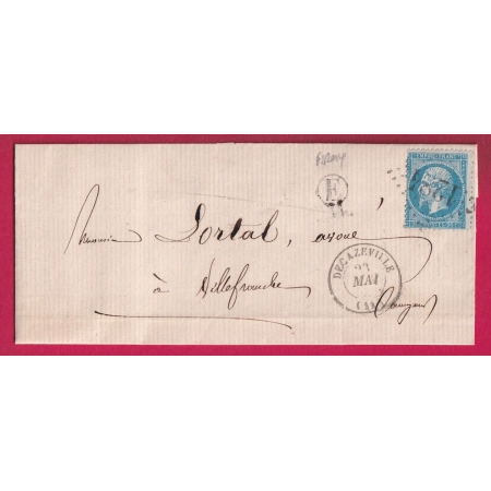 N°22 GC 1284 DECAZEVILLE AVEYRON BOITE RURALE E FIRMY POUR VILLEFRANCHE DE ROUERGUE LETTRE COVER