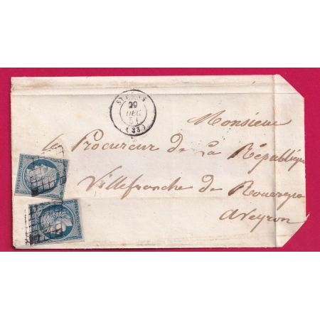 N°4 X2 GRILLE ST PONS HERAULT POUR VILLEFRANCHE DE ROUERGUE 1851 LETTRE