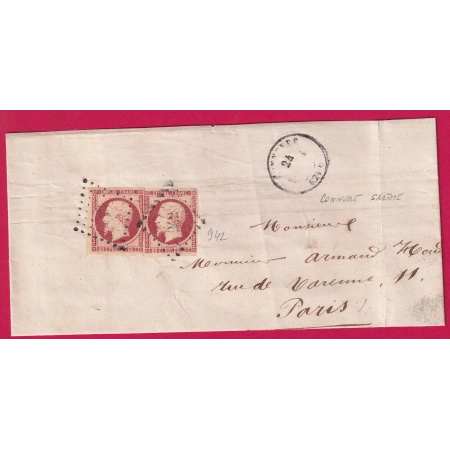 N°17A X2 PC 942 CONNERE SARTHE POUR PARIS DEVANT DE LETTRE AVEC RABAT LETTRE