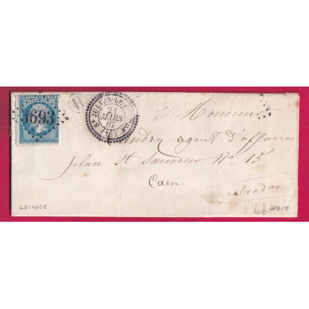 N°22 VARIETE DE PIQUAGE GC 3693 ST JULIEN LE FAUCON CALVADOS CAD TYPE 22 BOITE RURALE H LECAUDE POUR CAEN LETTRE