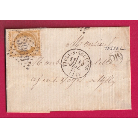 N°59 GC 3963 TILLY SUR SEULLES CALVADOS OR TESSEL POUR TILLY 1874 LETTRE