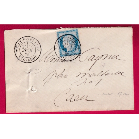 N°60 CAD TYPE 18 TILLY SUR SEULLES CALVADOS POUR CAEN LETTRE