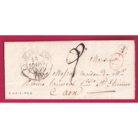 CAD TYPE 13 LA DELIVRANDE CALVADOS BOITE RURALE F LUC SUR MER DECIME RURAL POUR CAEN 1840 LETTRE