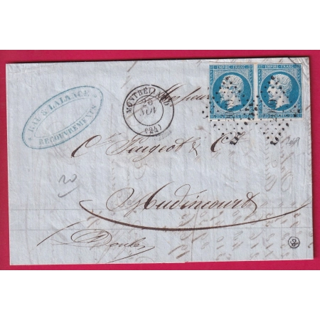 N°14 PAIRE PC 2069 MONTBELIARD DOUBS CAD SANS MILLESIME POUR AUDINCOURT PEUGEOT LETTRE