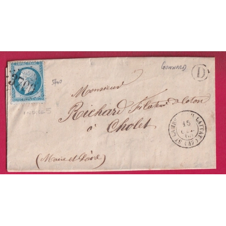 N°22 GC 3700 ST LAMBERT DU LATTAY MAINE ET LOIRE BOITE RURALE D GONNORD POUR CHOLET LETTRE
