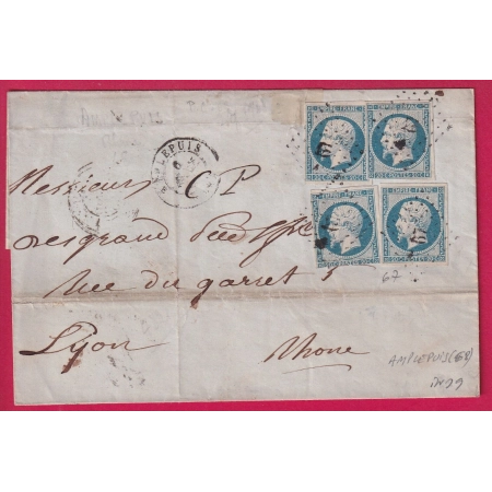 N°14 BLEU LAITEUX PC 67 AMPLEPUIS RHONE POUR LYON LETTRE