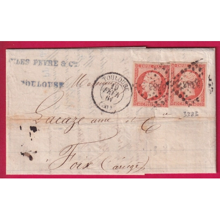 N°16 X2 PC 3383 TOULOUSE HAUTE GARONNE POUR FOIX ARIEGE LETTRE