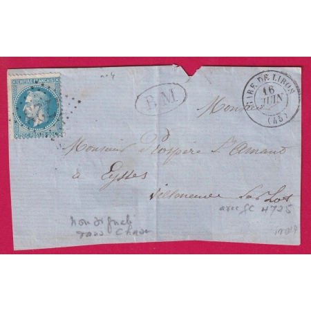 N°29 GC 4725 + CAD GARE DE LIBOS LOT ET GARONNE BOITE MOBILE DEVANT DE LETTRE