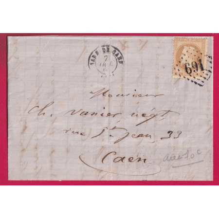 N°28 GC 691 CAD GARE DE CAEN CALVADOS POUR CAEN LETTRE LOCALE