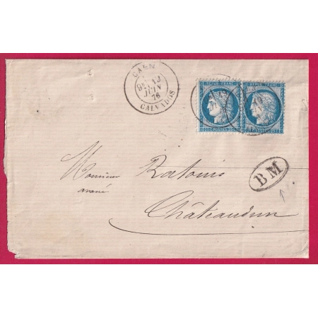 N°60 X2 CAD TYPE 18 CAEN CALVADOS + BOITE MOBILE POUR CHATEAUDUN EURE ET LOIR LETTRE