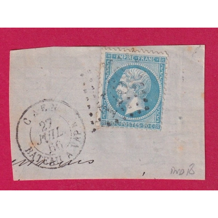 N°22 CAEN BATEAU A VAPr BATEAU A VAPEUR SUR FRAGMENT DE LETTRE CALVADOS INDICE 18