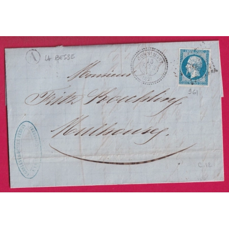 N°14 PC 961 CORNIMONT VOSGES CAD TYPE 22 BOITE RURALE A LA BRESSE POUR MULHOUSE HAUT RHIN