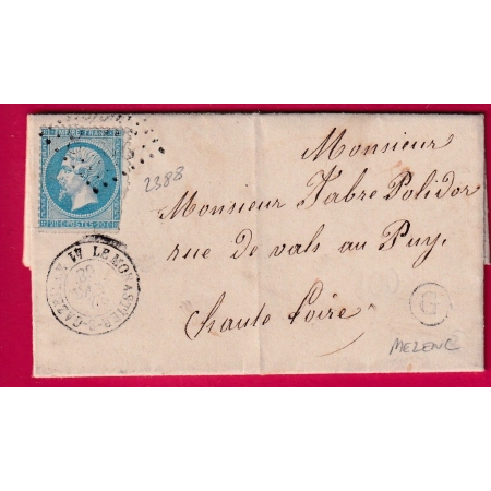 N°22 GC 2388 LE MONASTIER GAZETTE HAUTE LOIRE BOITE RURALE G MELENC POUR LE PUY LETTRE