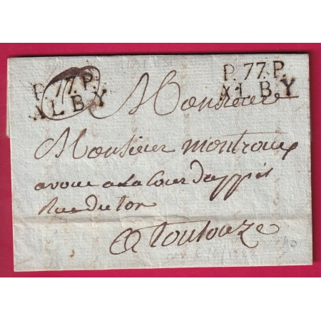 MARQUE P77P ALBY ALBI TARN 1813 POUR TOULOUSE LETTRE