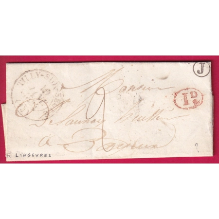 CAD TYPE 13 TILLY SUR SEULE CALVADOS BOITE RURALE J LINGEVRES + DECIME RURAL POUR BAYEUX 1844 LETTRE