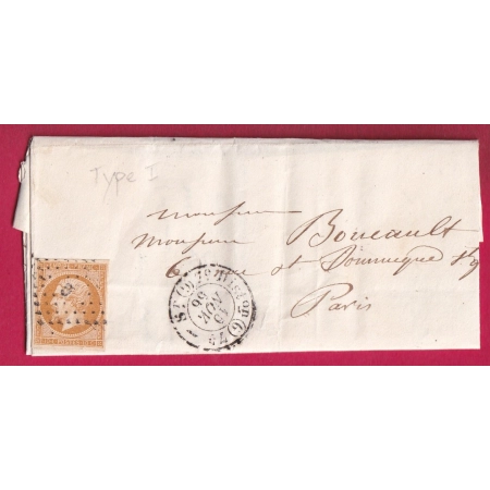 N°13 BISTRE ORANGE TTB PARIS POTHION 1520 BUREAU G POUR PARIS LETTRE COVER