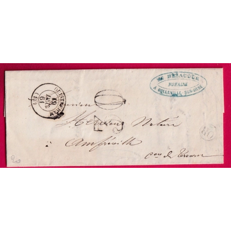 CAD TYPE 15 OUISTREHAM CALVADOS OR COLLEVILLE SUR ORNE 1861 POUR AMFREVILLE LETTRE