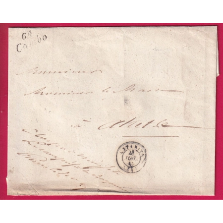 CURSIVE 64 CAMBO BASSES PYRENEES T15 USTARITZ 1845 EN FRANCHISE ?? LETTRE