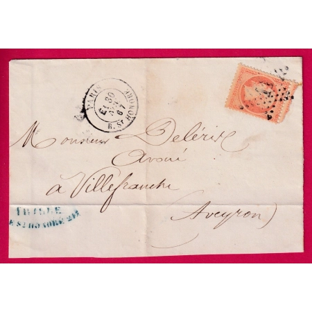 N°23 PARIS LEVEE EXCEPTIONNELLE E1 PARIS R ST HONORE ETOILE 11 POUR VILLEFRANCHE  ROUERGUE AVEYRON DEVANT AVEC RABAT