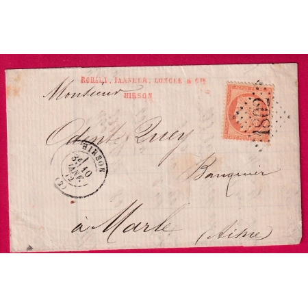 N°38 GC 1802 HIRSON AISNE POUR MARLE 1872 LETTRE