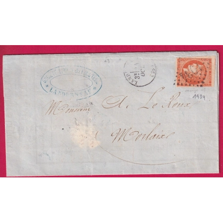 N°48a ORANGE VIF GC 1934 LANDERNEAU FINISTERE POUR MORLAIX LETTRE