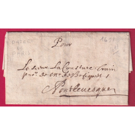 LETTRE DE PARIS 1691 POUR PONT L'EVEQUE CALVADOS LETTRE