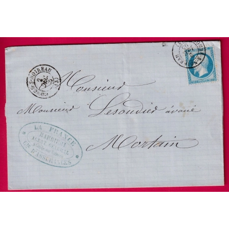 N°22 CAD TYPE 15 CONDE SUR NOIREAU CALVADOS POUR MORTAIN MANCHE BUREAU PASSE 691 CAEN LETTRE