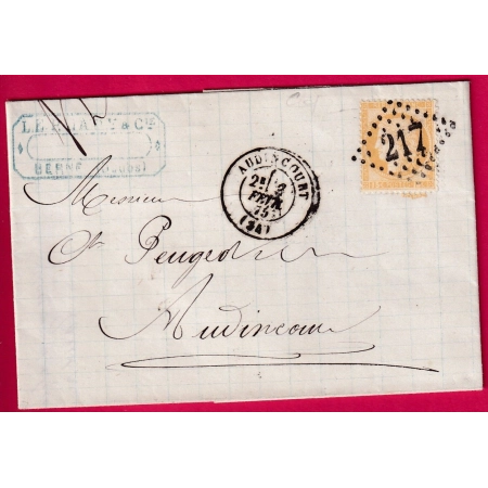 N°55 GC 217 RETOUCHE AUDINCOURT DOUBS TEXTE DE BERNE POUR AUDINCOURT LETTRE