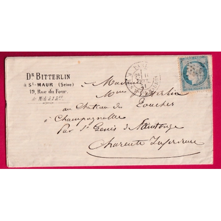 REPRISE DU COURRIER APRES SIEGE DE PARIS N°37 ETOILE 7 11 FEVRIER 1871 POUR ST GENIS DE SAINTONGE CHARENTE INFERIEURE
