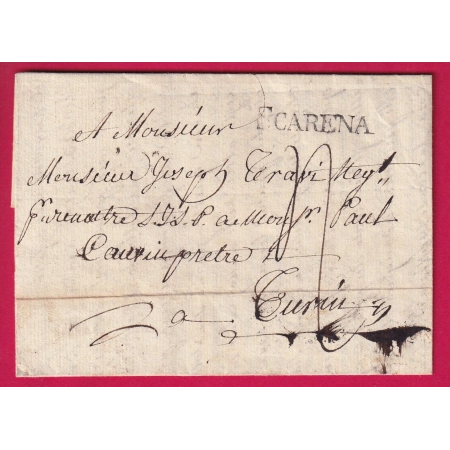 MARQUE SARDE SCARENA L'ESCARENE ETATS SARDES ALPES MARITIMES POUR TURIN TORINO 1815 LETTRE COVER