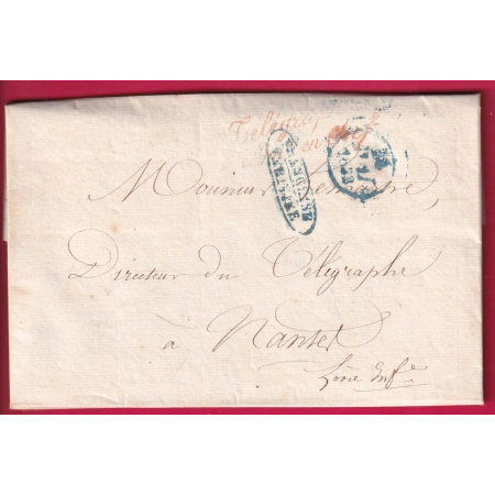 FRANCHISE TELEGRAPHE ADMIN EN CHEF 1838 POUR NANTES LOIRE INFERIEURE LETTRE COVER